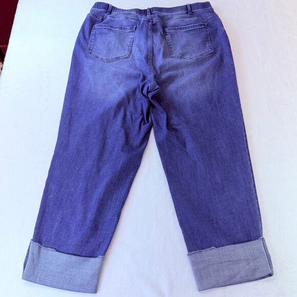 J.Jill Women's High Rise Straight Leg Blue Denim Jeans Size 18 Cuffed Cotton - Picture 2 of 11